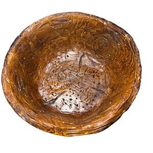Vintage Hand Carved Burl Wood Bowl Rustic Burned Finish Organic Wabi Sabi Decor